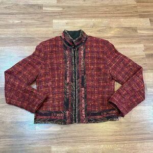 Canvasbacks Jacket Floral Button Up Red | Women Size 6